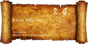 Kirs Géza névjegykártya
